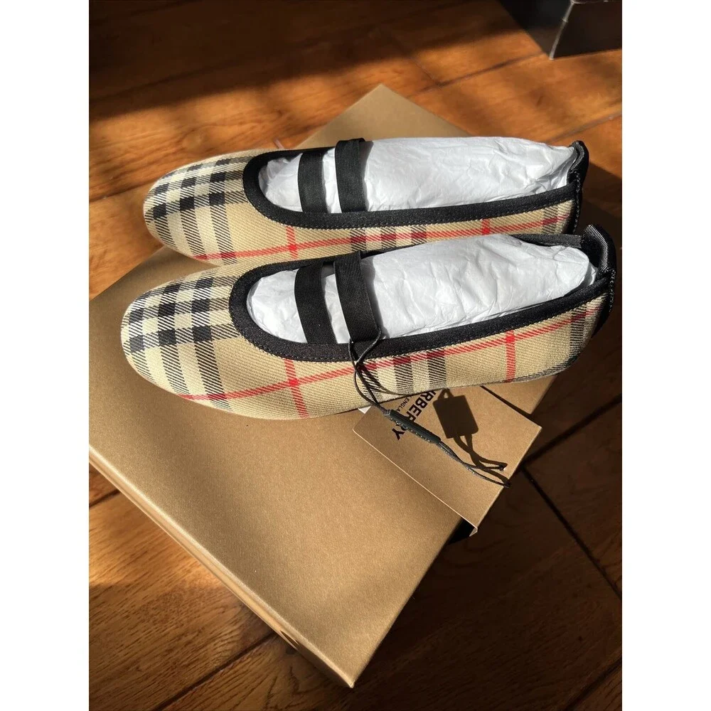 Burberry Mini Grace Logo Detail Check Ballerina Flat (1) - Picture 3 of 8